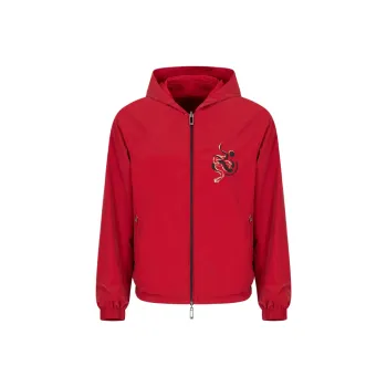 EMPORIO ARMANI Reversible Hooded Blouson In Shiny Nylon With Embroidery