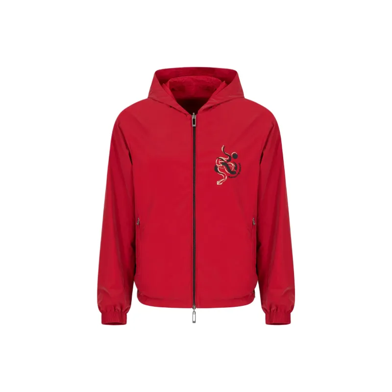 EMPORIO ARMANI Reversible Hooded Blouson In Shiny Nylon With Embroidery-0