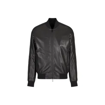 EMPORIO ARMANI Leather Jacket Men's Black