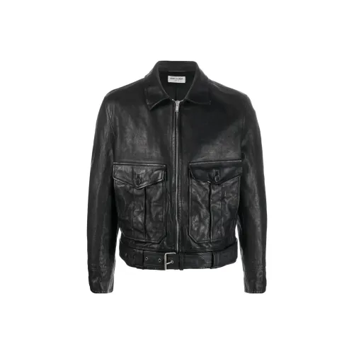 SAINT LAURENT SS23 Leather Jacket Men's Black