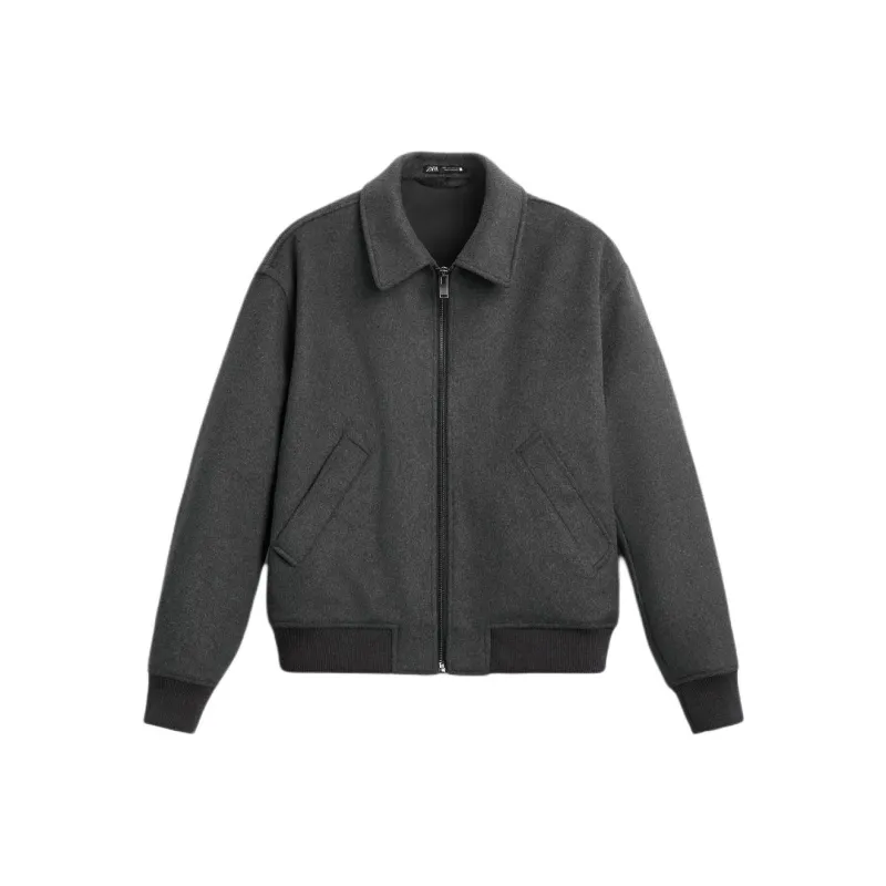 ZARA Puffer Jackets Men Gray-0
