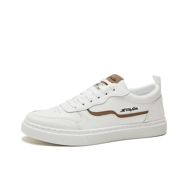 JIETEGONGYANG Lightweight And Breathable Low Top Skateboard Shoes Men's White-1