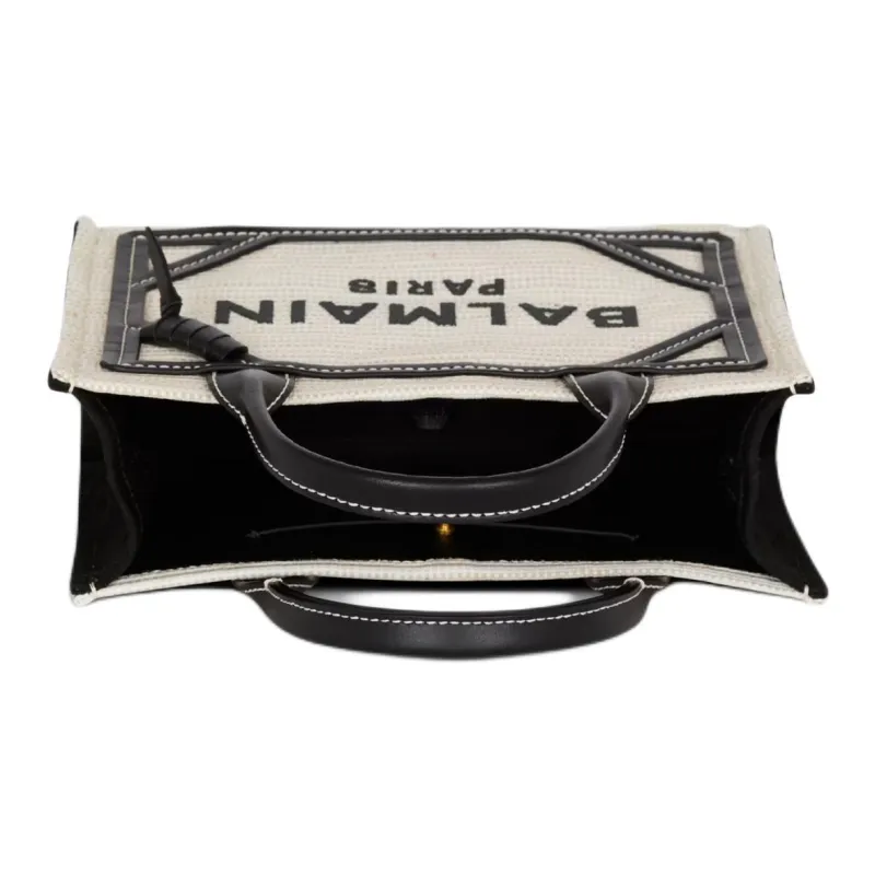 BALMAIN B ARMY Polyamide Tote Bag, Shopping Bag, Shoulder Bag, Crossbody Bag, Handbag Small Size Women's Gray-3