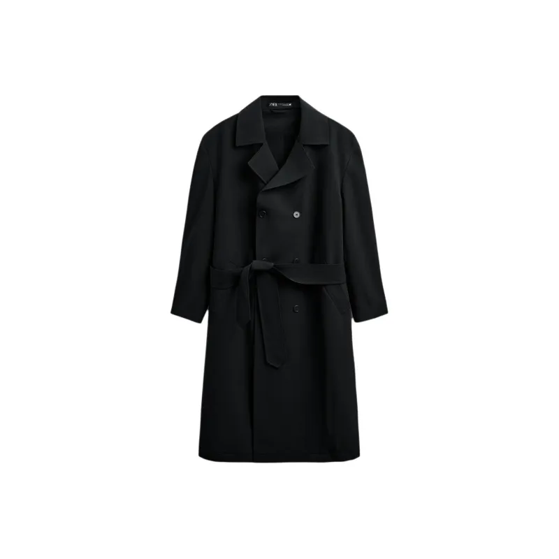 ZARA Trench Coats Men Black-0