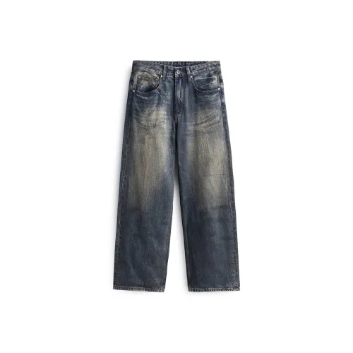 ZENGZHI Jeans Unisex Vintage Blue