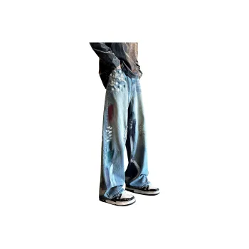 HOKLV Jeans Unisex Blue