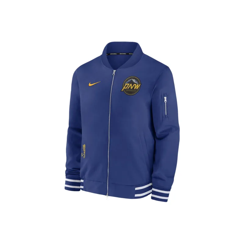 Nike Seattle Mariners Authentic Collection City Connect Game Time Men's Nike Mlb Full Zip Bomber Jacket-0