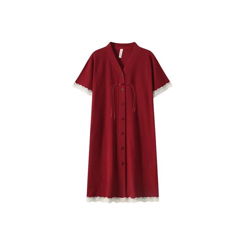 FENTENGCARE Nightgown Women's Red-0