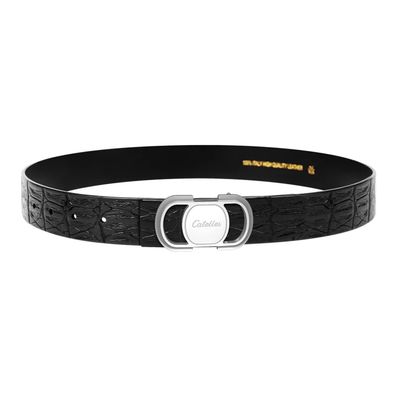 CATELLES Crocodile effect Top Layer Cowhide Leather Belts Men's 3.5cm-3