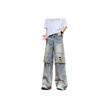 UPXIW Jeans Unisex Distressed Color