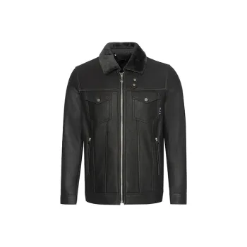 DAVID NAMAN Leather Jackets Men Gray