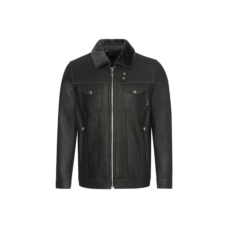 DAVID NAMAN Leather Jackets Men Gray-0