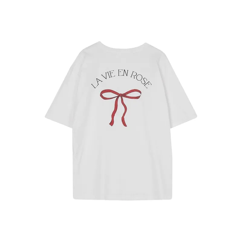 Ning Cai Yuer Drop Shoulder Sleeve T Shirt Women's White-1