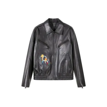 DAVID NAMAN Leather Jacket Men's Black