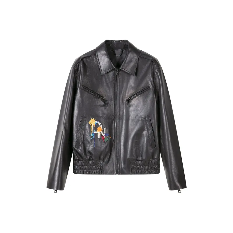 DAVID NAMAN Leather Jacket Men's Black-0