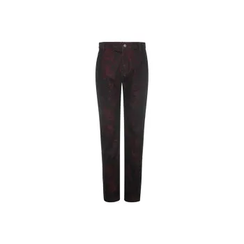 DAVID NAMAN Straight Thickened Jeans Winter Men's Burgundy