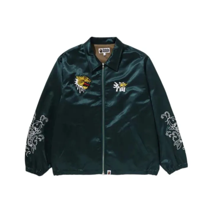 A BATHING APE Souvenir Embroidered Design Satin Jacket-3