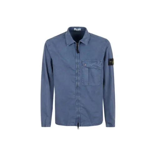 STONE ISLAND Zip Up Long Sleeved Shirt