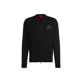 HUGO BOSS Logo intarsia Zip up Sweater