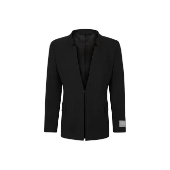 HUGO BOSS Wool-Blend Pinstriped Blazer Jackets Coats Men's Black