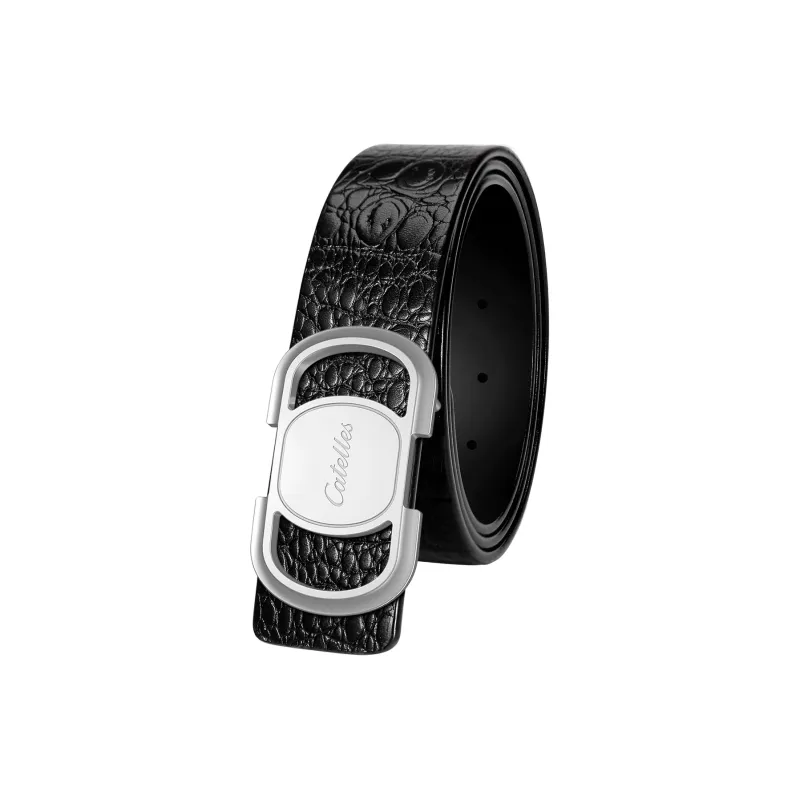 CATELLES Crocodile effect Top Layer Cowhide Leather Belts Men's 3.5cm-0
