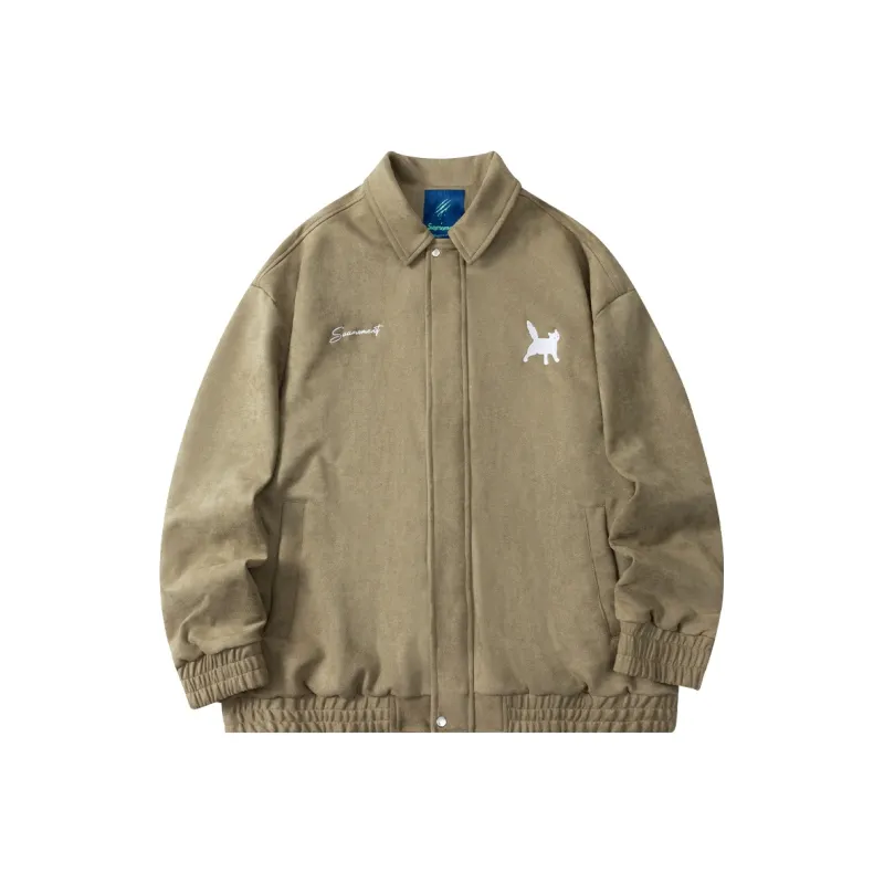 Suamoment Spring American Vintage Casual Couple Coat Top Unisex-5