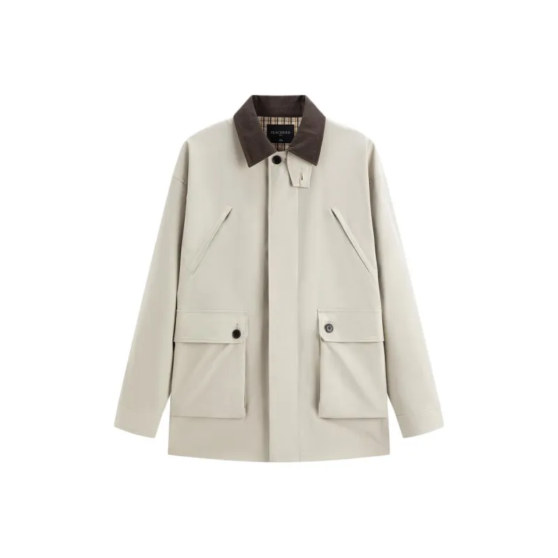 PEACEBIRD MEN Trench Coat Men's Light Khaki-0