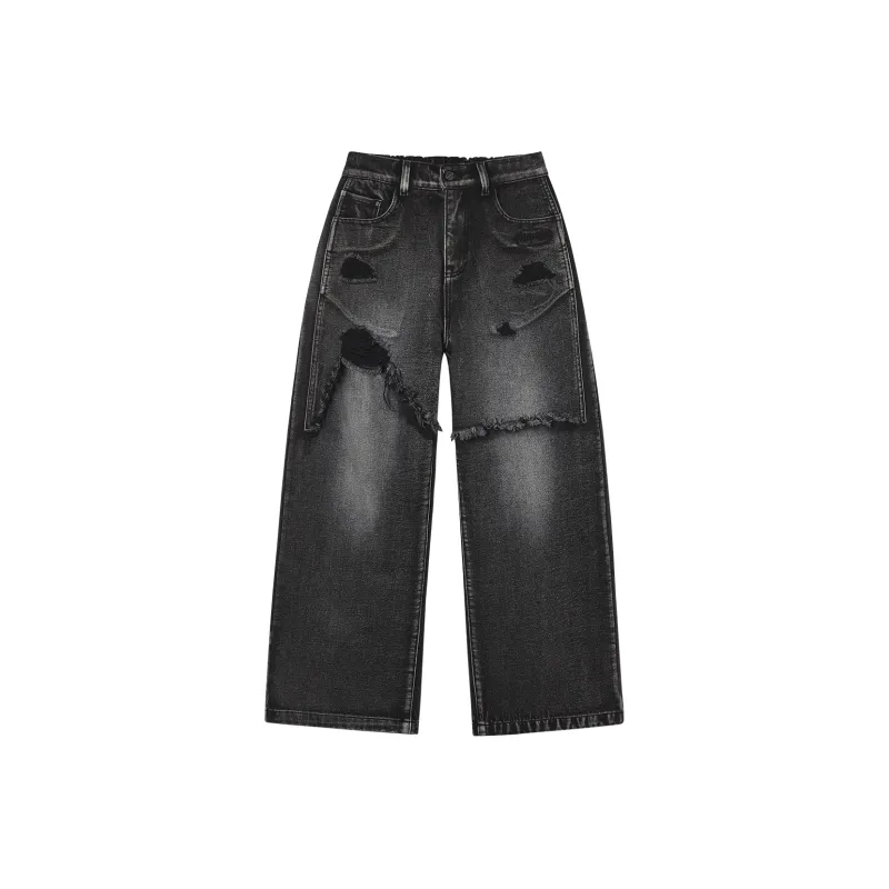 Mmlg Jeans Unisex Washed Denim Black-0