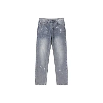 33TH Jeans Unisex Denim Blue+White Paint Spray