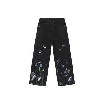 Voguo Relay Jeans Loose Fit Straight Fit Wide Leg Pants Unisex Black