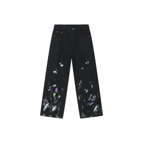 Voguo Relay Jeans Loose Fit Straight Fit Wide Leg Pants Unisex Black