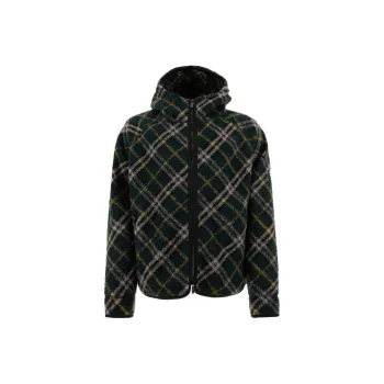 Burberry Checked Hooded Zip Up Jacket