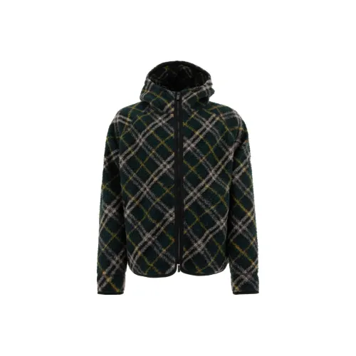 Burberry Checked Hooded Zip Up Jacket