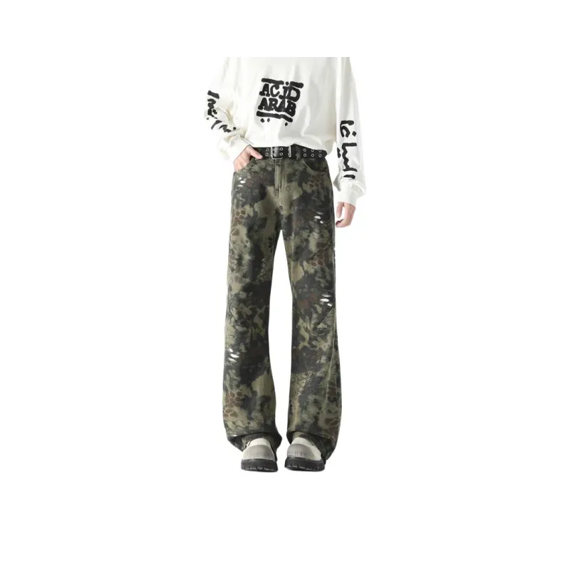 BLANC & ECLARE Camouflage Snakeskin Print Bootcut Jeans Men's-4