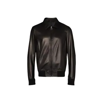 Ferragamo Leather Jackets Men Black