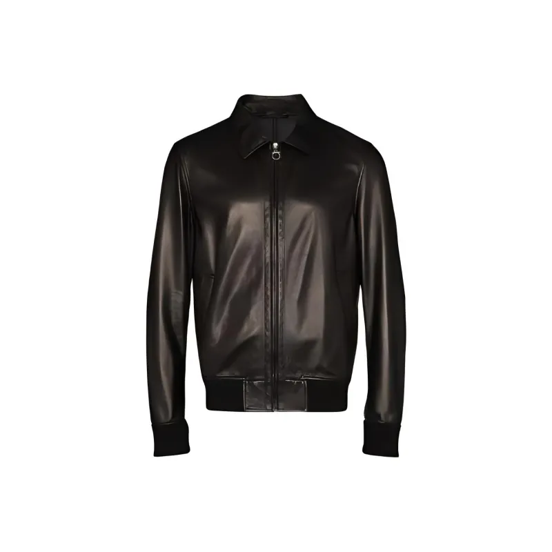 Ferragamo Leather Jackets Men Black-0