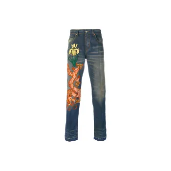GUCCI Dragon Embroidered Tapered Jeans
