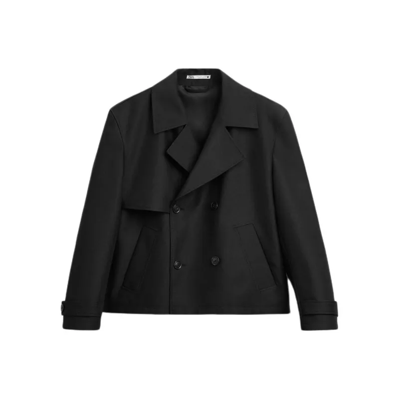 ZARA Trench Coats Men Black-0