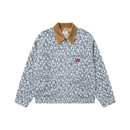 JOYRICH Leopard Print Corduroy Patchwork Canvas Loose Fit Sports Jacket Unisex