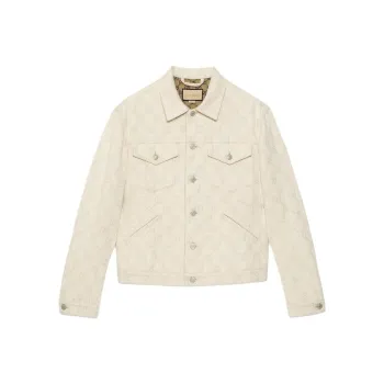 GUCCI Gg Cotton Jacquard Jacket Jackets & Coats Men's Ivory White