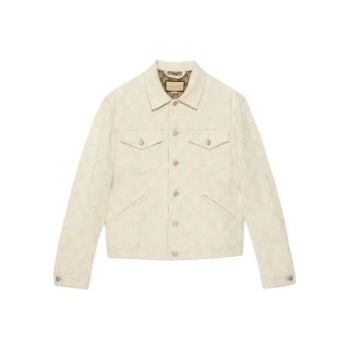 GUCCI Gg Cotton Jacquard Jacket Jackets Coats Men
s Ivory White