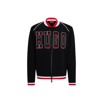 HUGO BOSS Relaxed Fit Bomber Jacket With Sporty Logo Jackets & Coats Men's Black