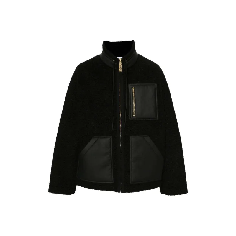 MOSCHINO Stand Up Collar Shearling Jacket-0