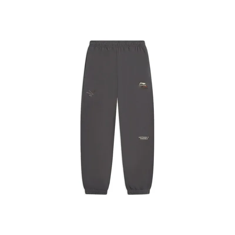 LiNing Sports Lifestyle Collection Sports Fashion Collection Knitted Sports Pants Men's Street Gray-0