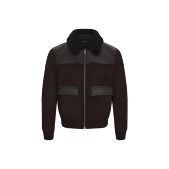 BALLY FW23 Leather Jacket Men's Dark Coffee