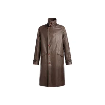 BALLY Leather Long Pea Coat
