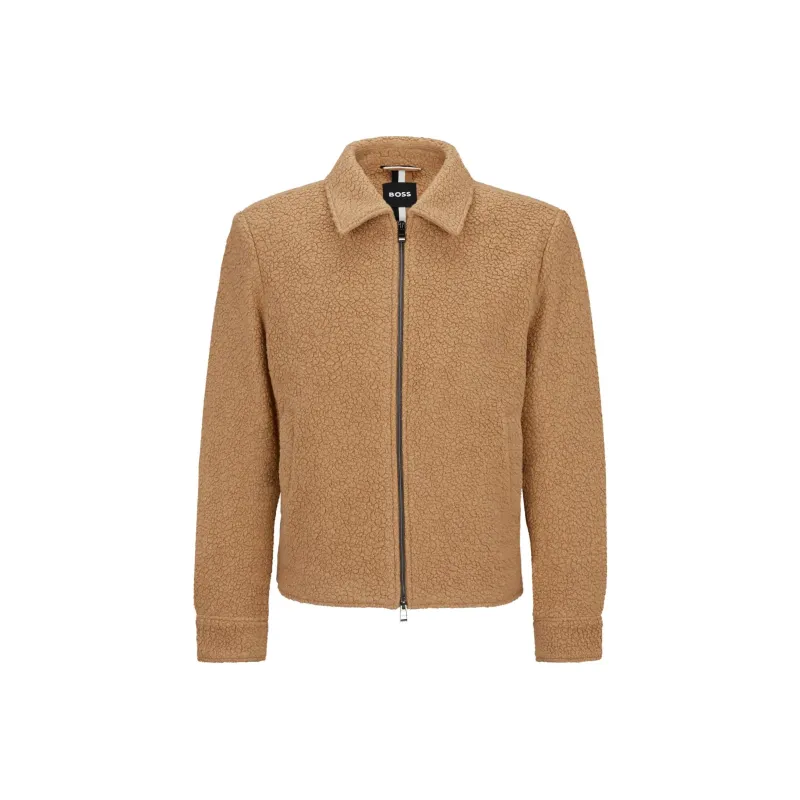 HUGO BOSS Slim-Fit Jacket In A Micro-Patterned Wool Blend Jackets Coats Men's Light Brown-0