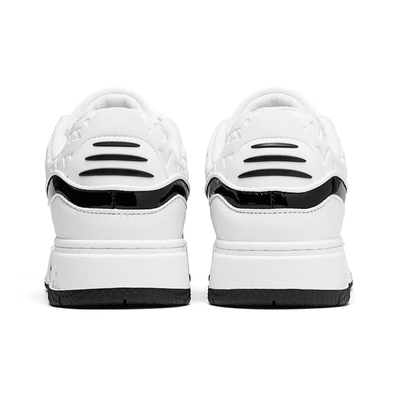 V.YERXU Abrasion Resistant Lightweight Breathable Height Increasing Low Top Skateboard Shoes Unisex White Black-5