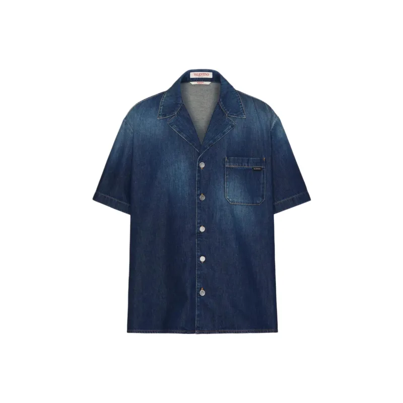 Valentino Denim Chambray Bowling Shirt-0
