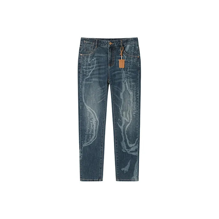 DAVID NAMAN FW22 Slim Fit Pants Jeans Men's Denim Blue-0